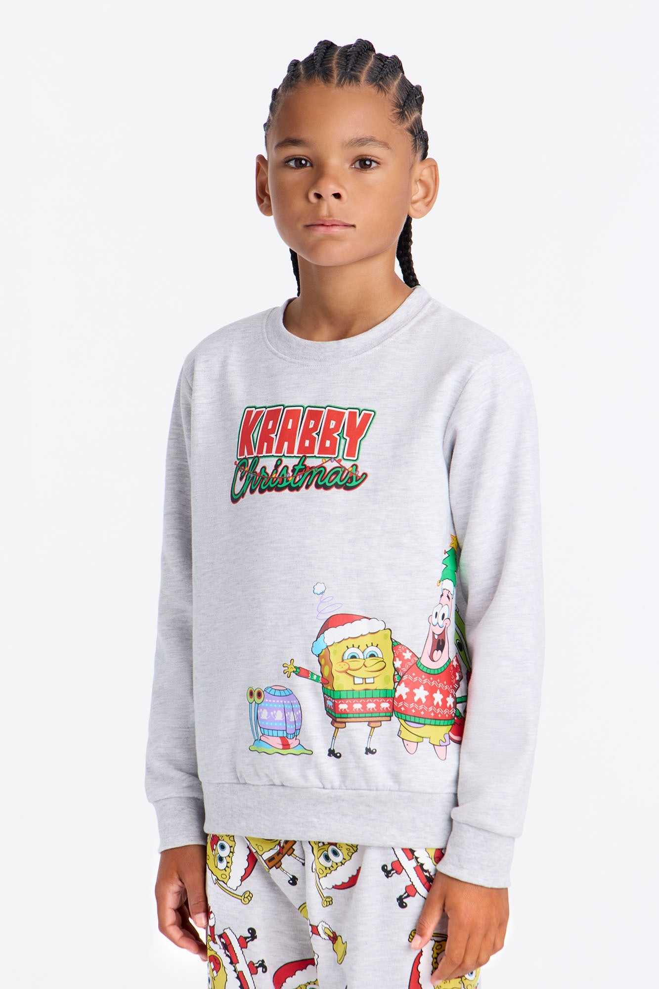 Mini Spongebob Squarepants Krabby Christmas Jogger Pant Set - Heather Grey