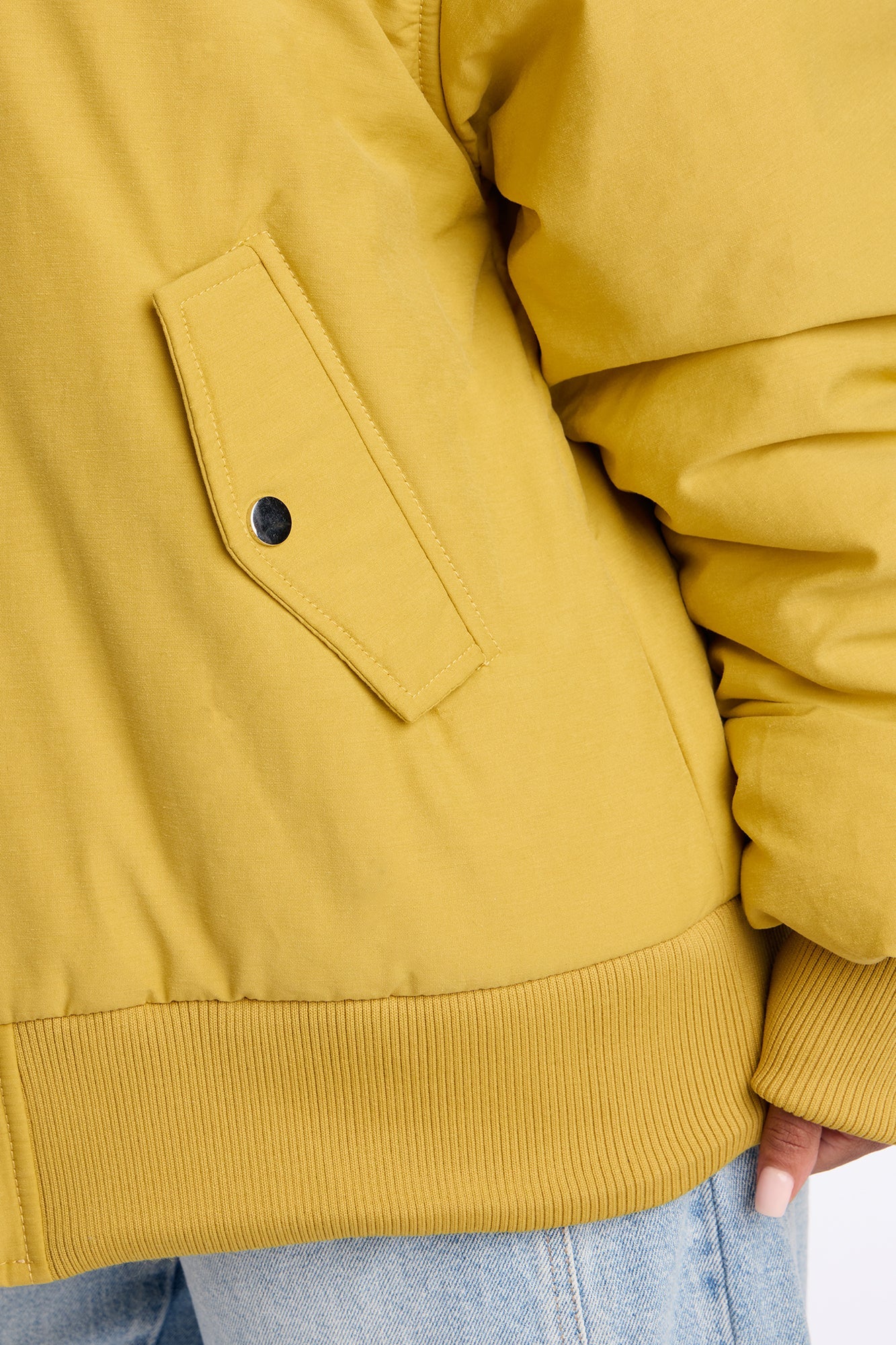 Juno Oversized Barrel Sleeve Bomber Jacket - Gold