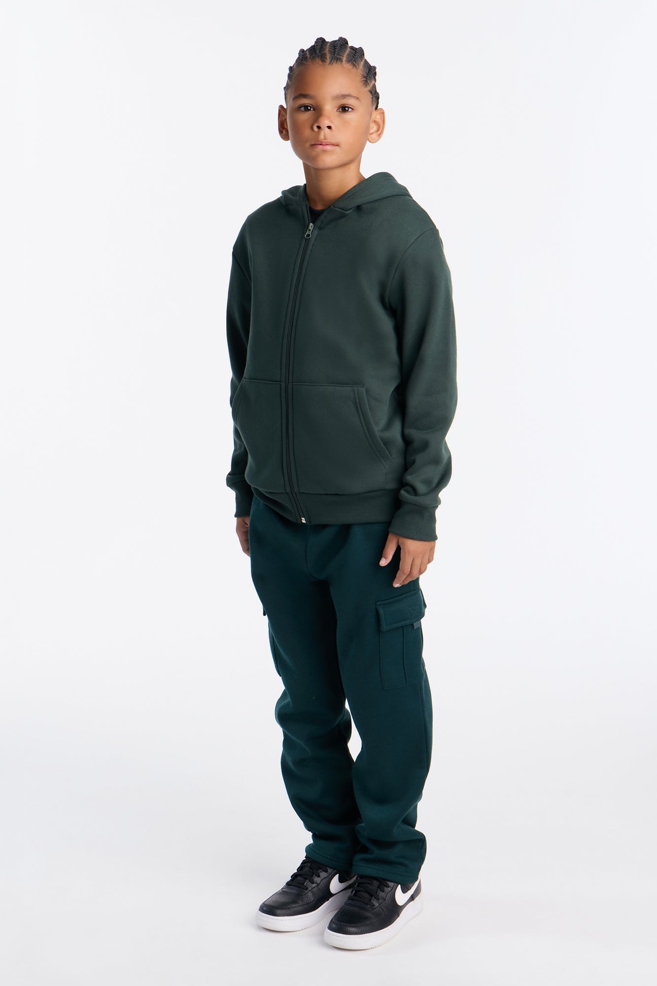 Mini Confidence Is Key Fleece Cargo Open Bottom Pants - Green