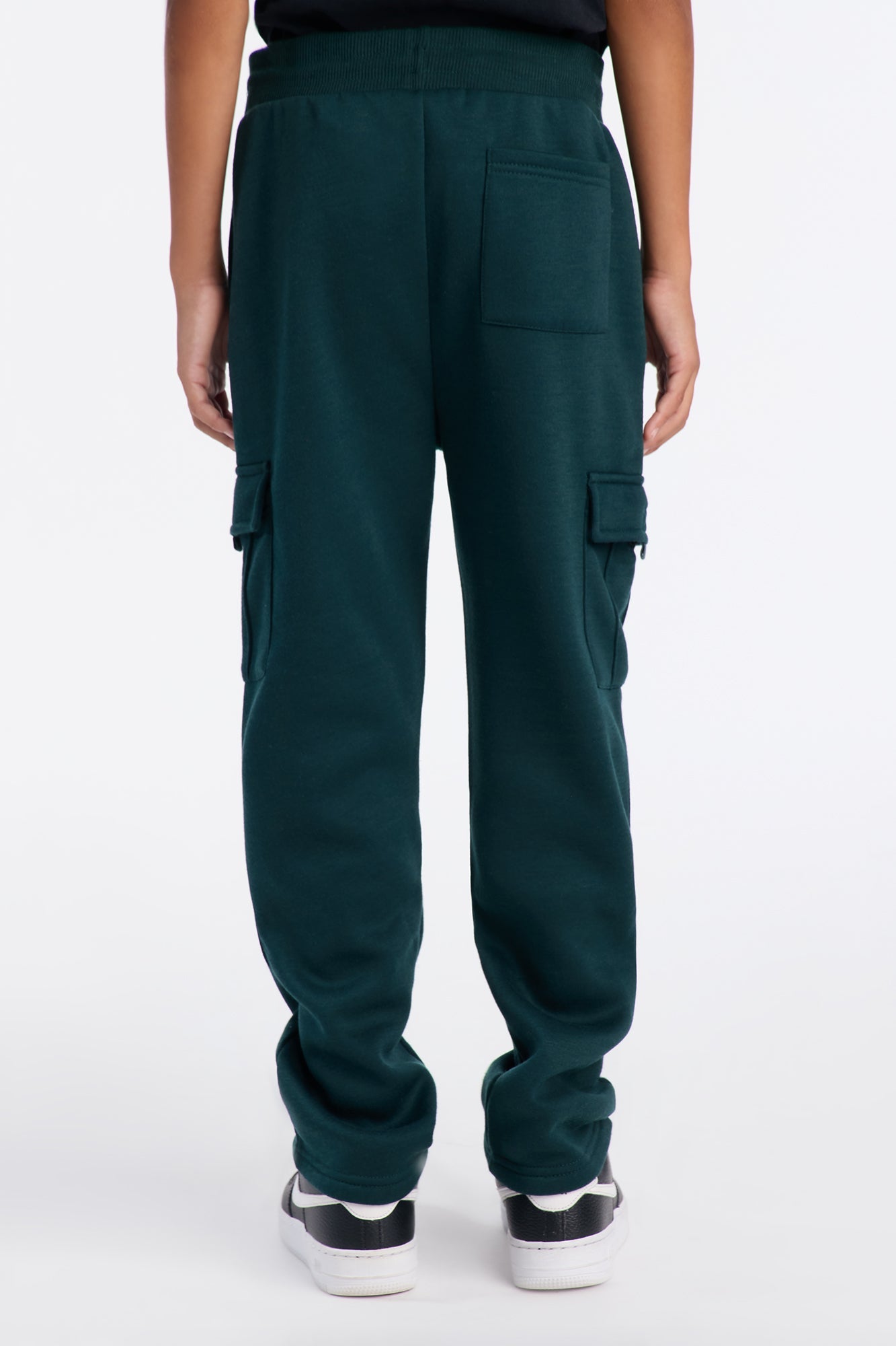Mini Confidence Is Key Fleece Cargo Open Bottom Pants - Green