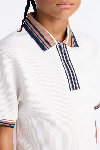 Mini Saying It Short Sleeve Polo - Off White