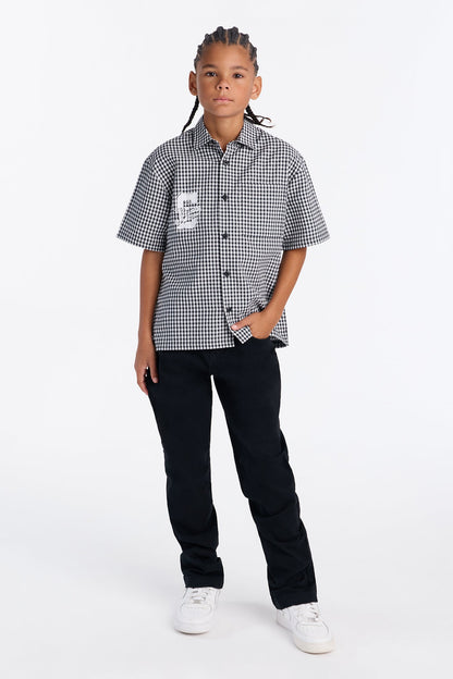 Mini Saints 98 Button Down Shirt - Black/White