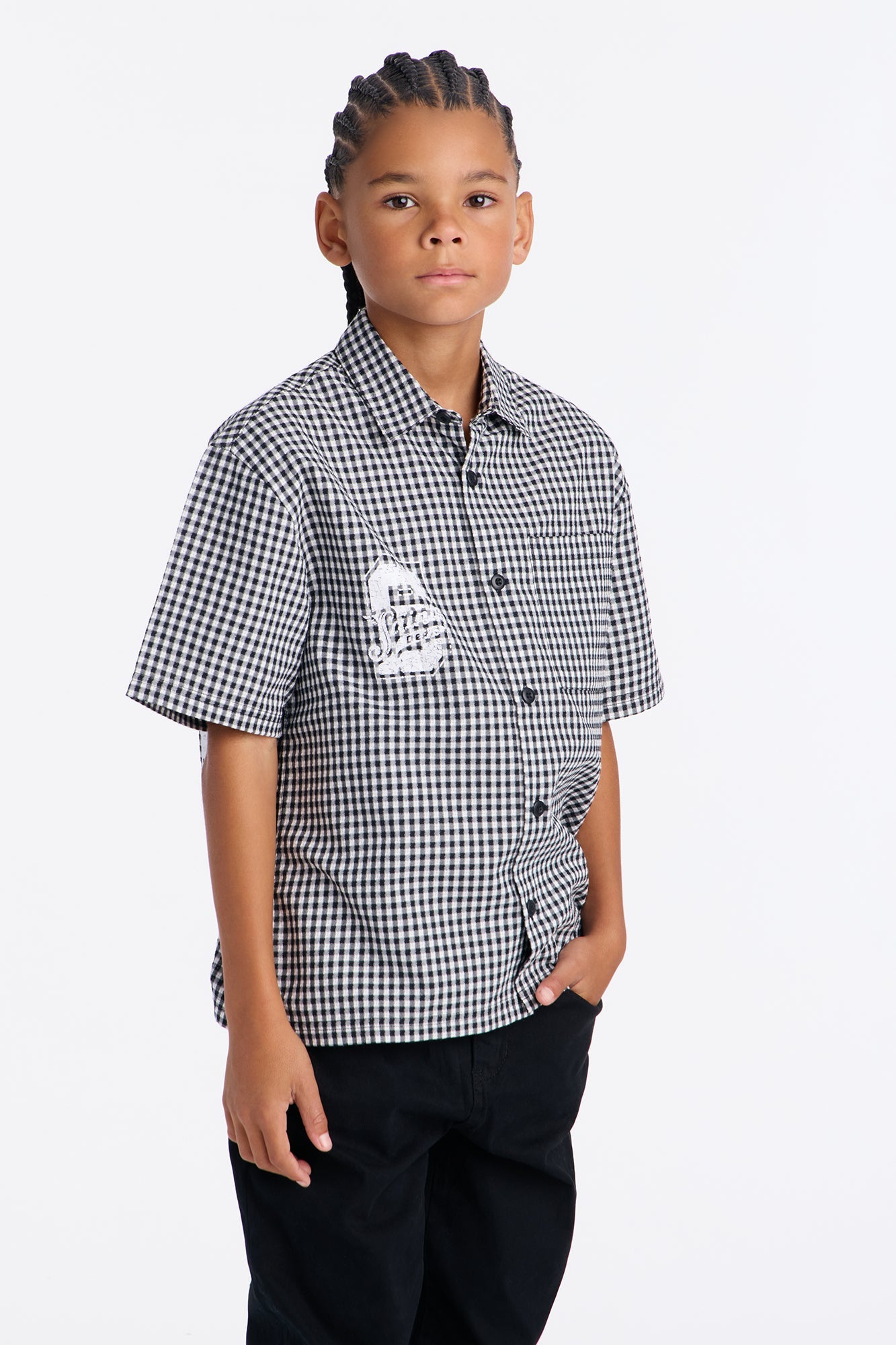 Mini Saints 98 Button Down Shirt - Black/White