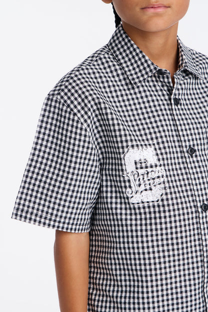 Mini Saints 98 Button Down Shirt - Black/White