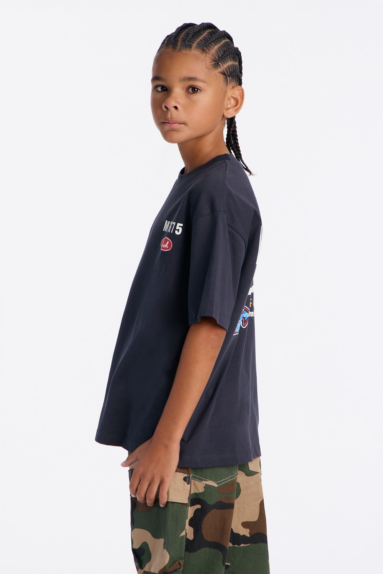 Mini Lap Track Legends Front/Back Short Sleeve Tee - Charcoal