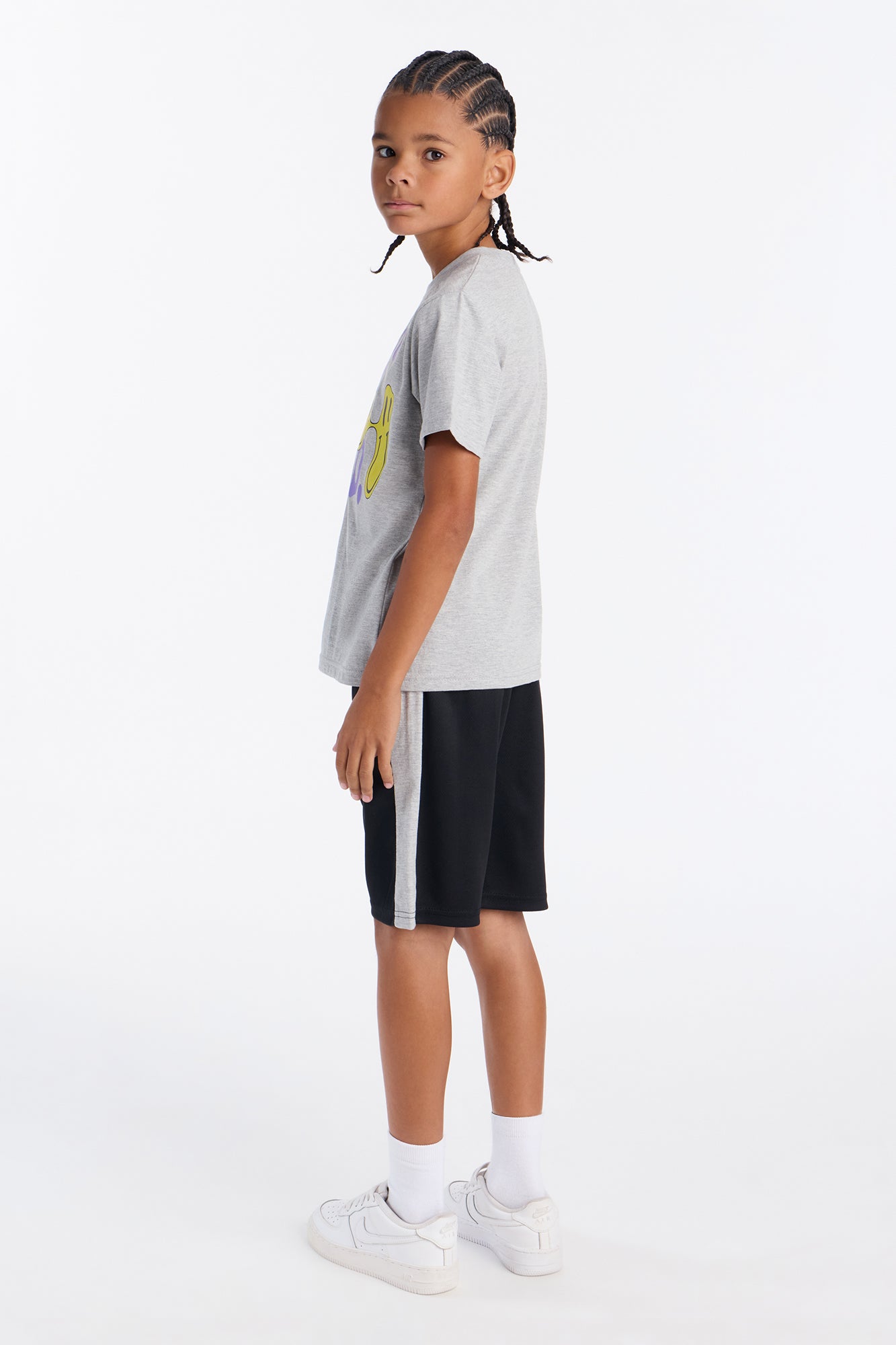Mini Better Days Ahead Mesh Short Set - Heather/Combo