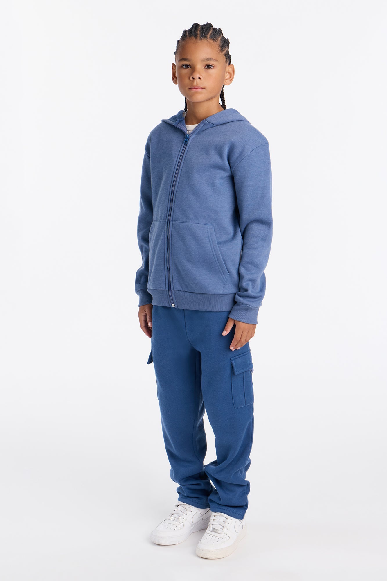 Mini Confidence Is Key Fleece Zip Hoodie - Indigo
