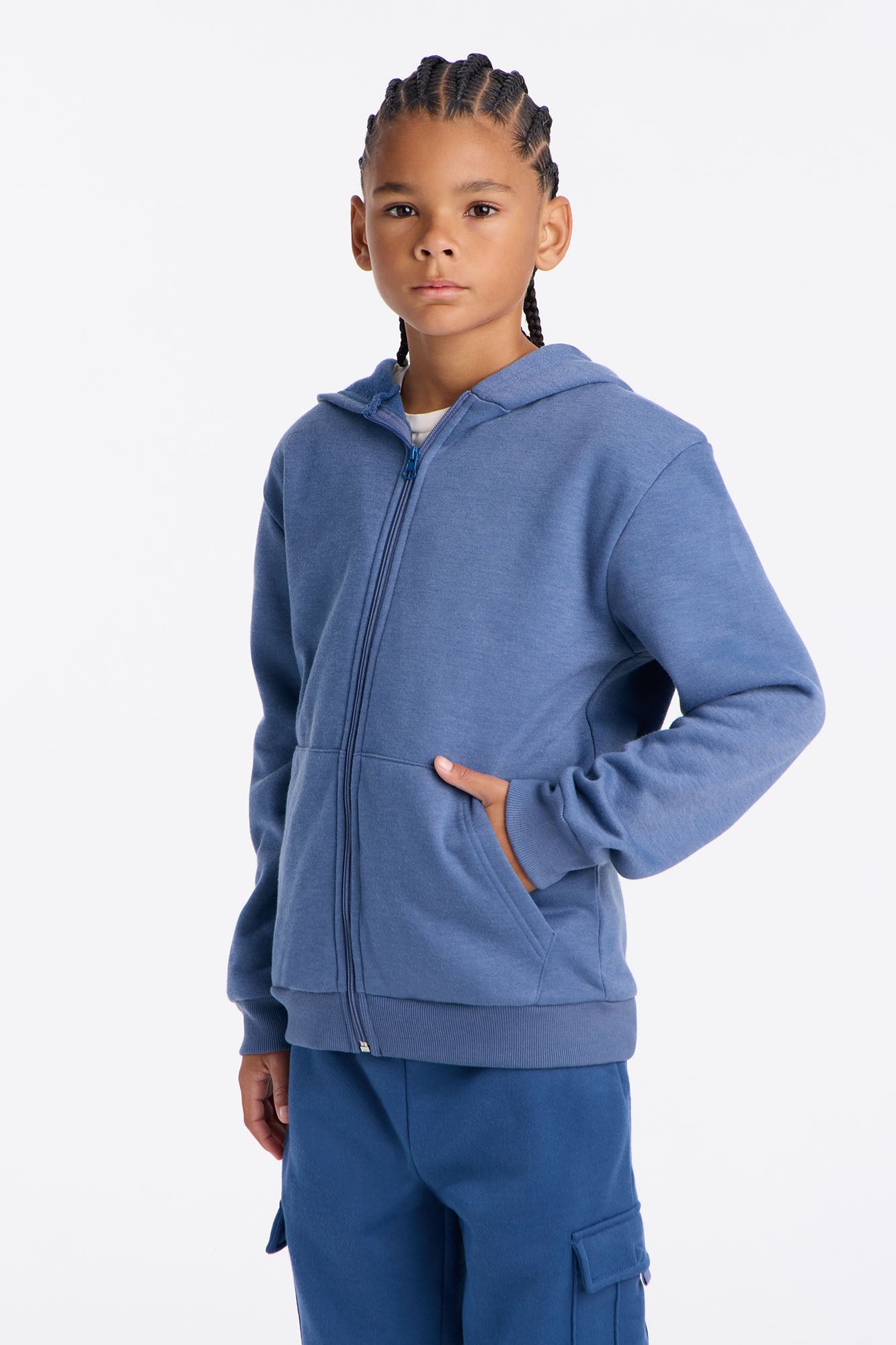 Mini Confidence Is Key Fleece Zip Hoodie - Indigo