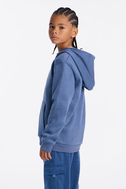 Mini Confidence Is Key Fleece Zip Hoodie - Indigo