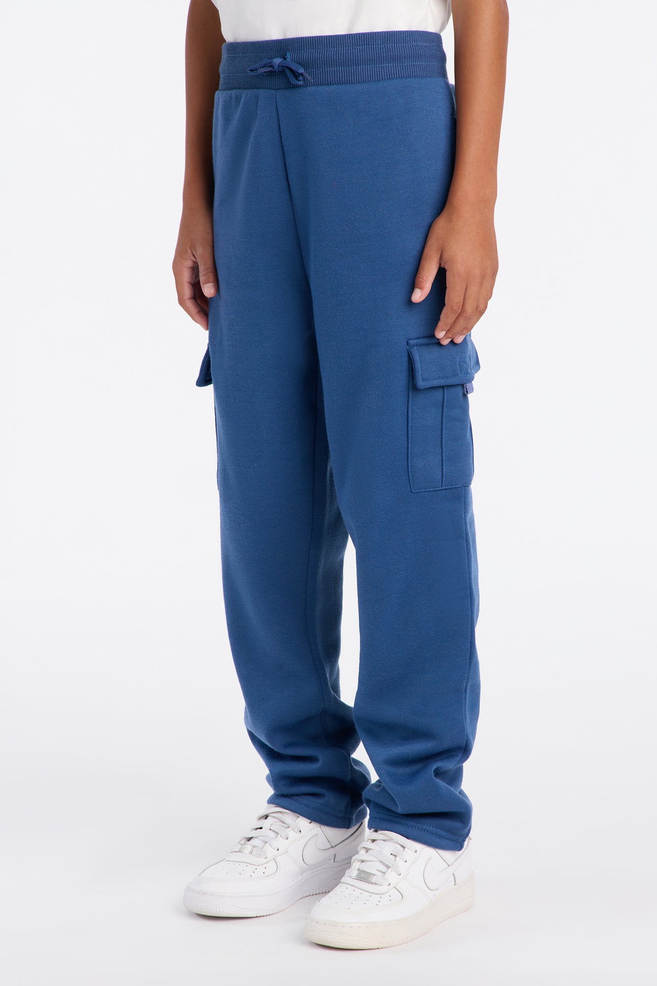 Mini Confidence Is Key Fleece Cargo Open Bottom Pants - Indigo