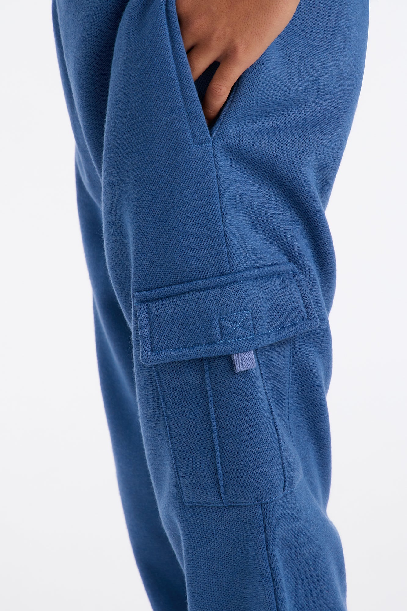 Mini Confidence Is Key Fleece Cargo Open Bottom Pants - Indigo