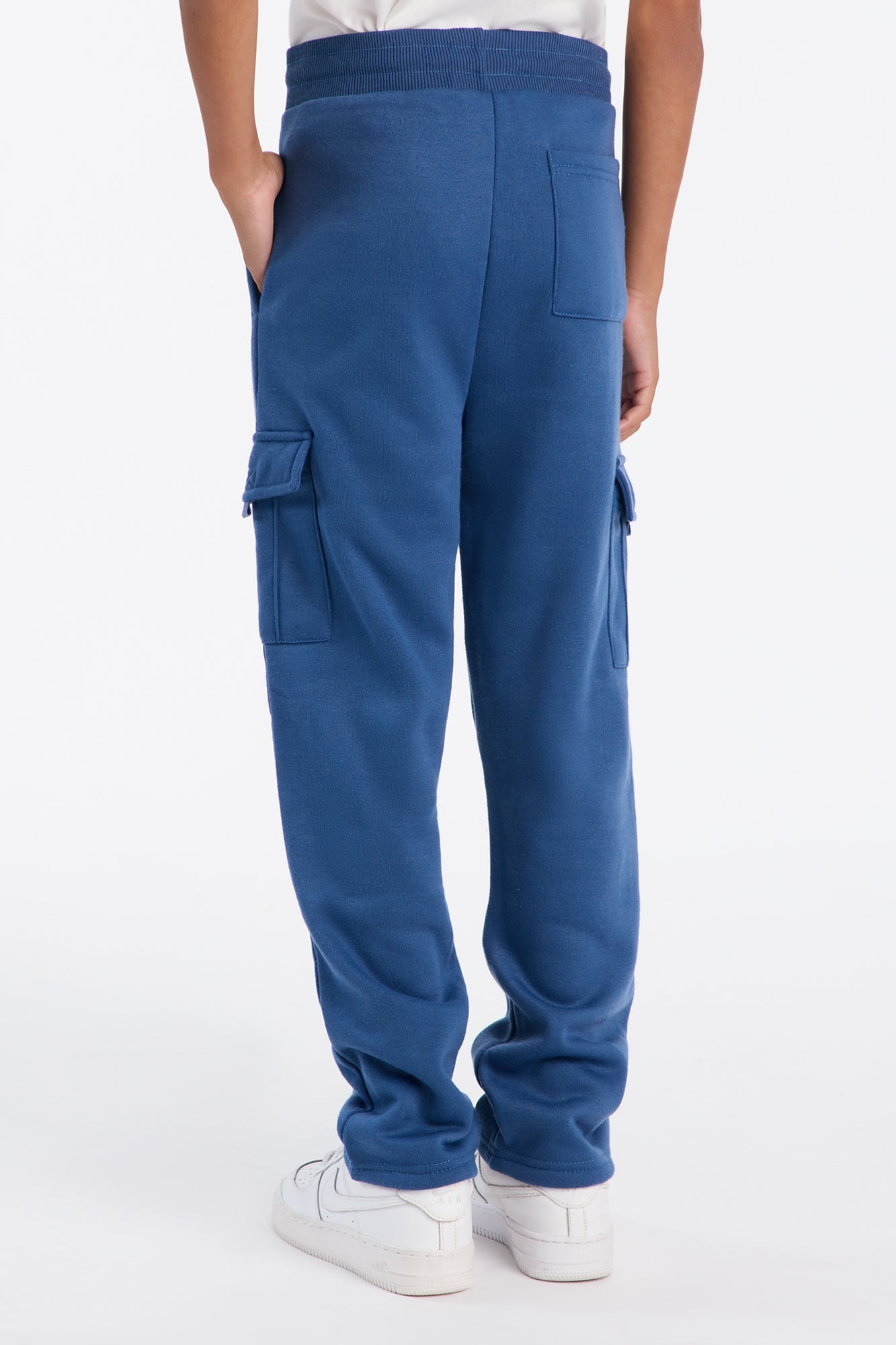 Mini Confidence Is Key Fleece Cargo Open Bottom Pants - Indigo