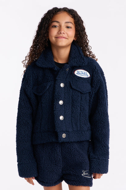 Mini Von Dutch Moto Apparel Sherpa Jacket - Navy