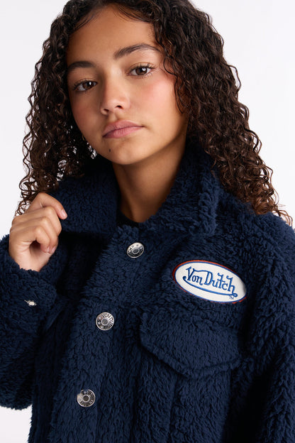 Mini Von Dutch Moto Apparel Sherpa Jacket - Navy