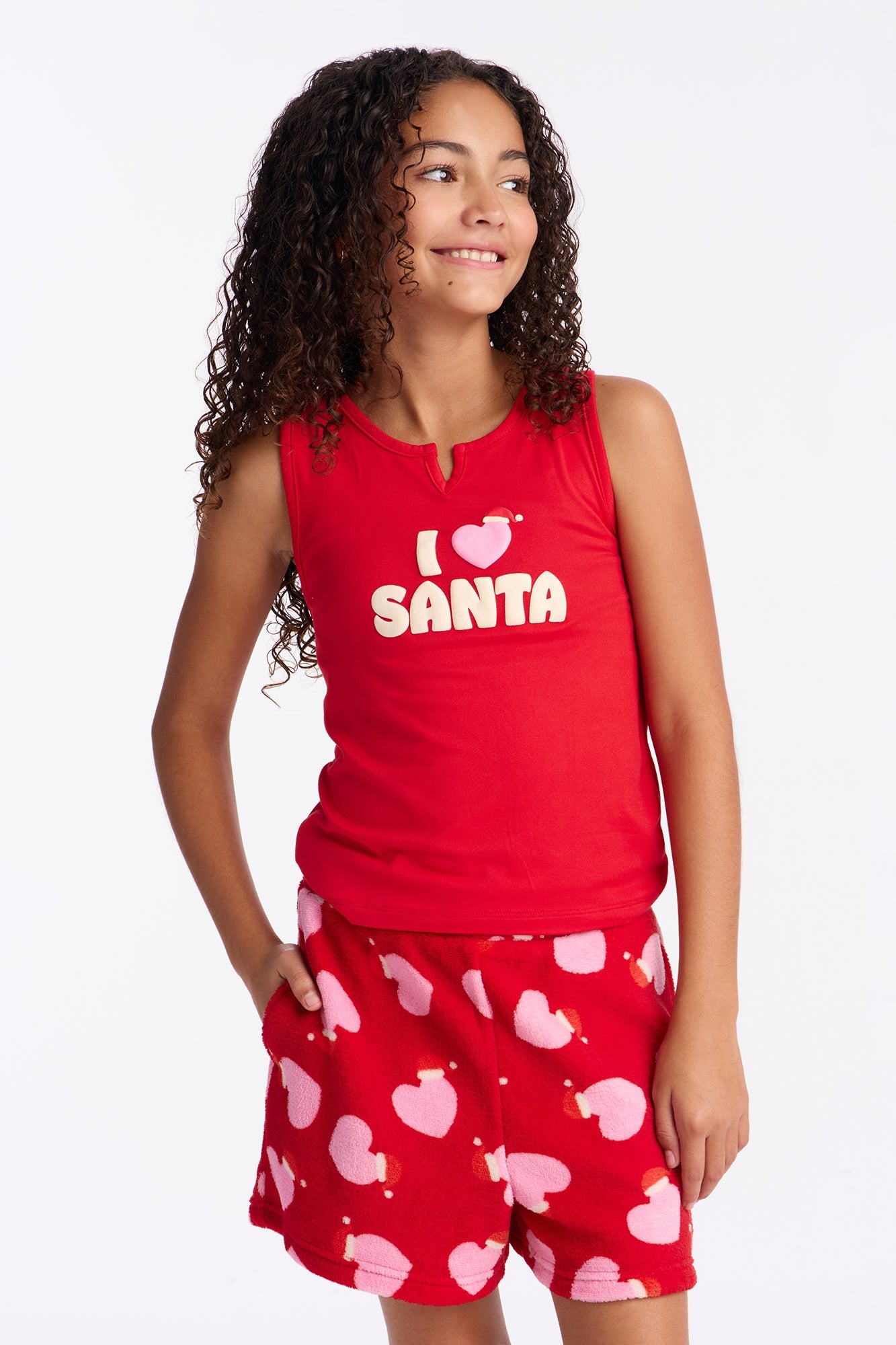 Mini I Heart Santa Short Set - Red/combo