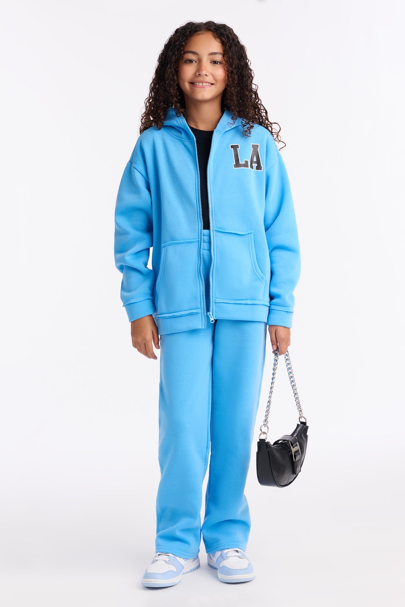 Mini LA Oversized Fleece Pant Set - Blue