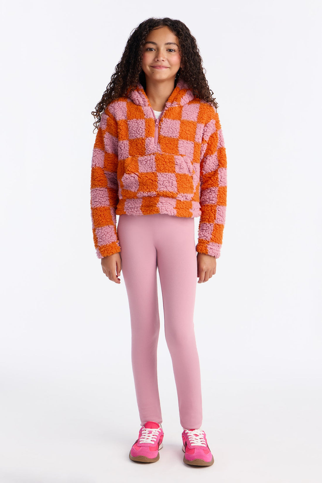 Mini Print Sherpa Fleece Lined Legging Set II - Pink/combo