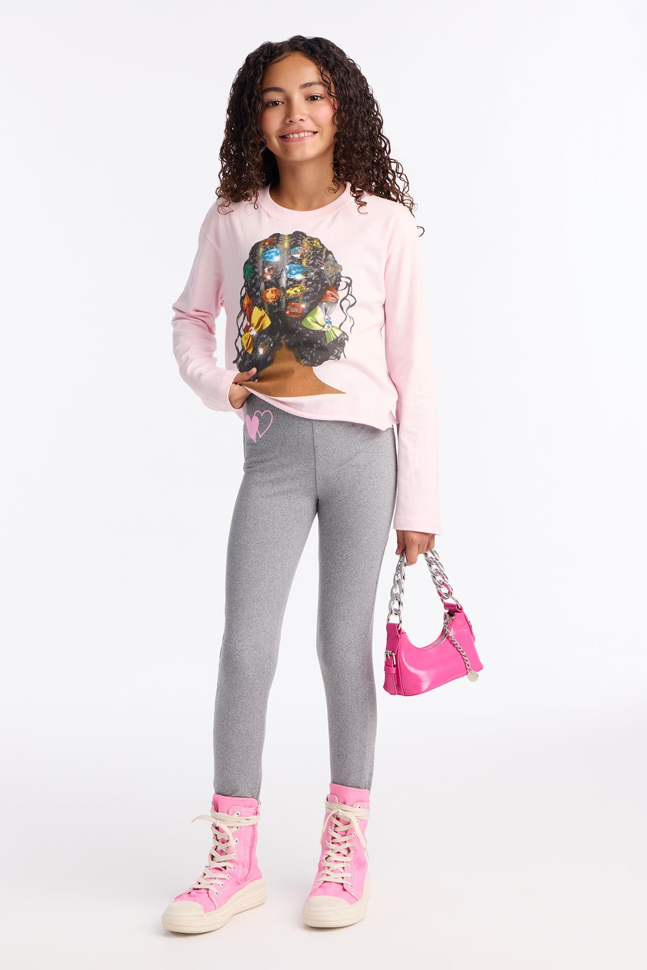 Mini Heart To Heart Leggings - Heather Grey