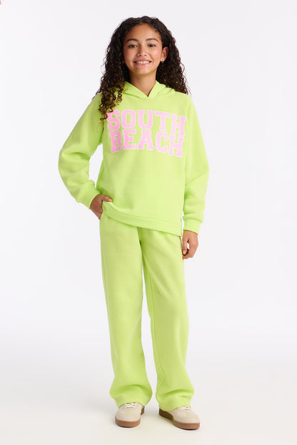 Mini Coastal Chill Hoodie Pant Set - Lime