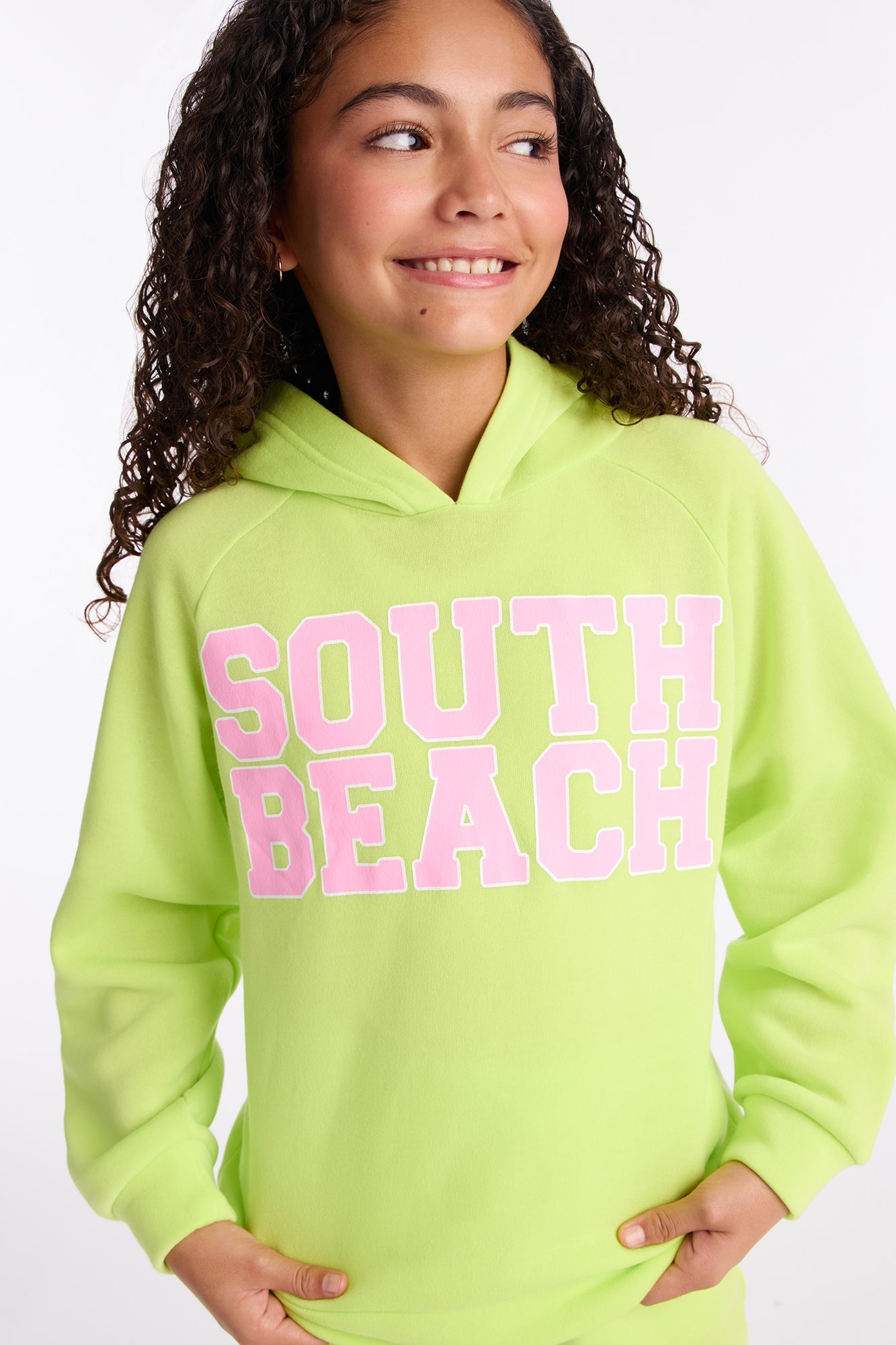 Mini Coastal Chill Hoodie Pant Set - Lime