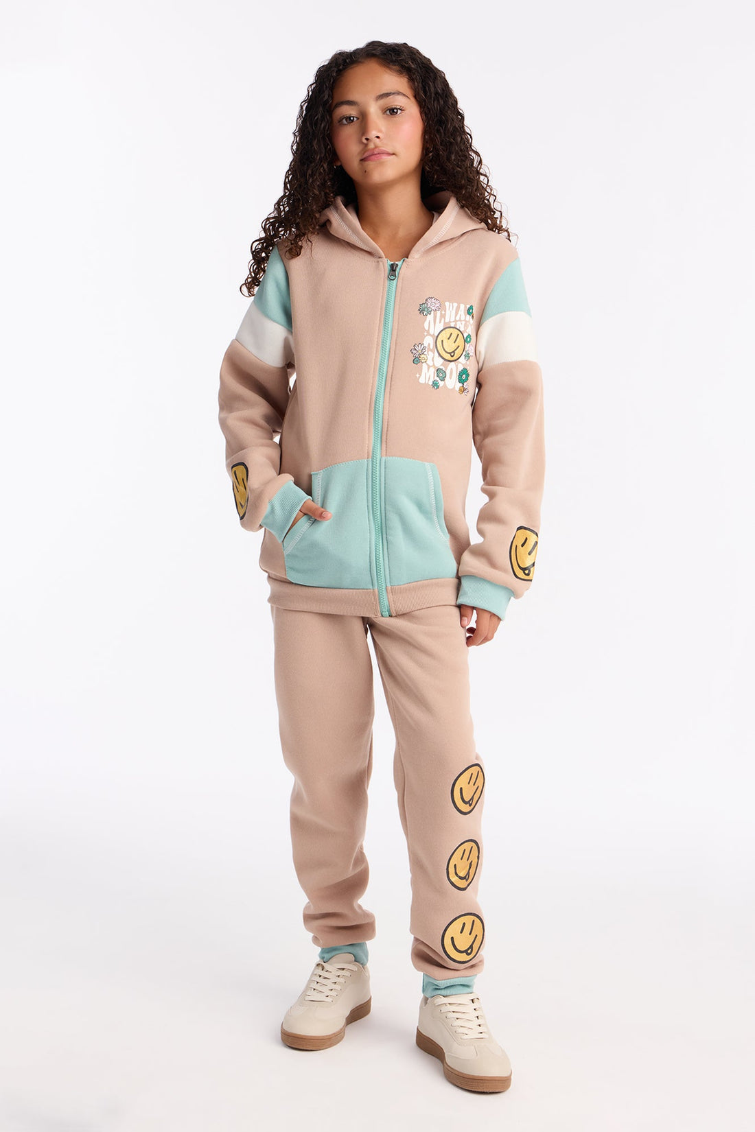 Mini Always In A Good Mood Jogger Pant Set - Khaki/combo