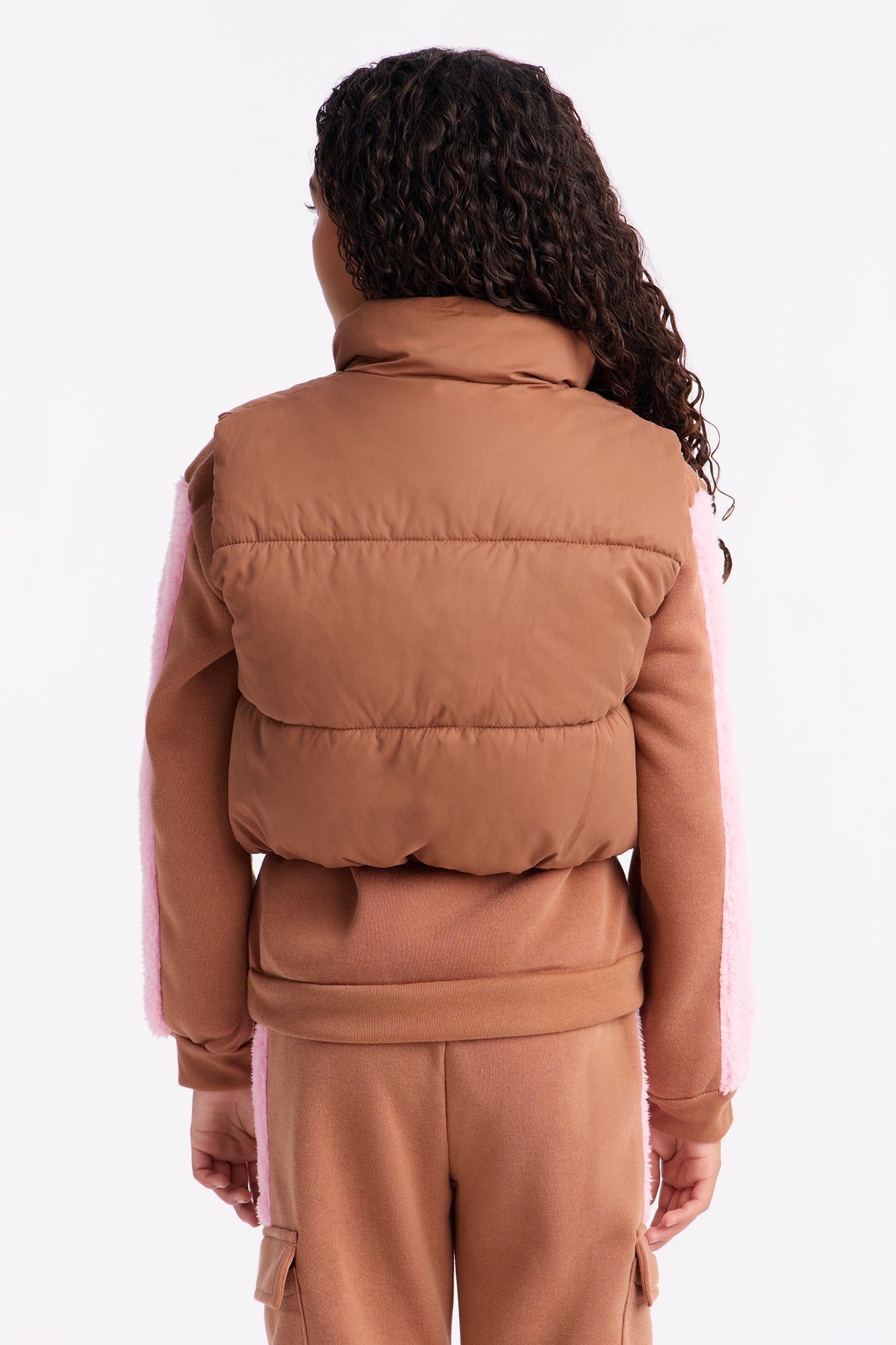 Mini Live More Puffer Vest - Brown