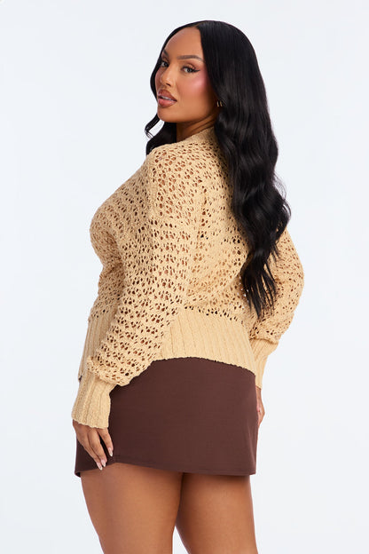 Made With Love Crochet Cardigan - Beige