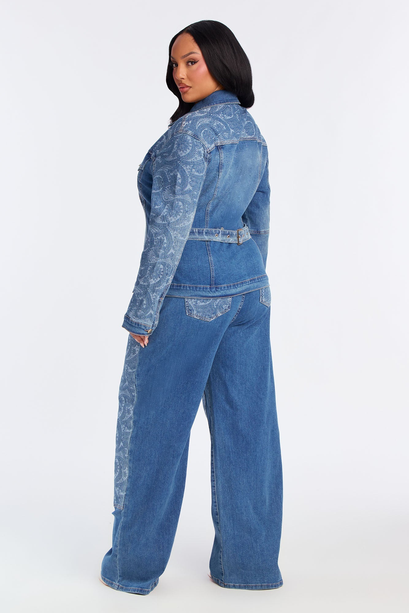 Presley Fitted Denim Pant Set - Medium Wash