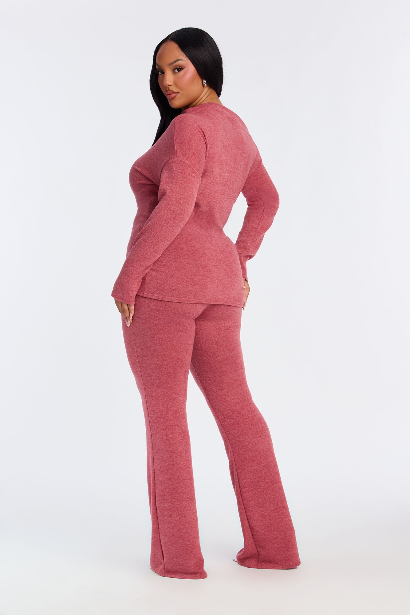 Tiana Off Shoulder Flare Pant Set - Mauve