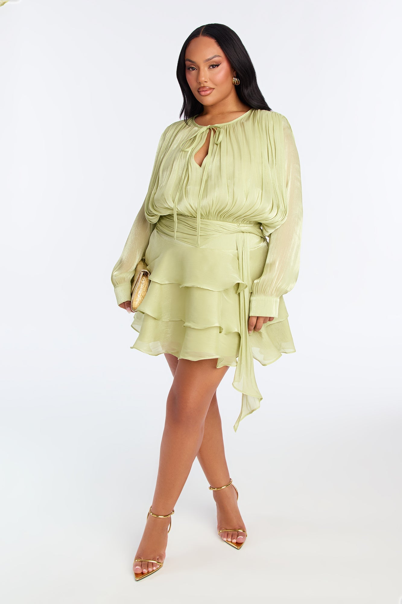 Giselle Soft Organza Mini Dress - Sage