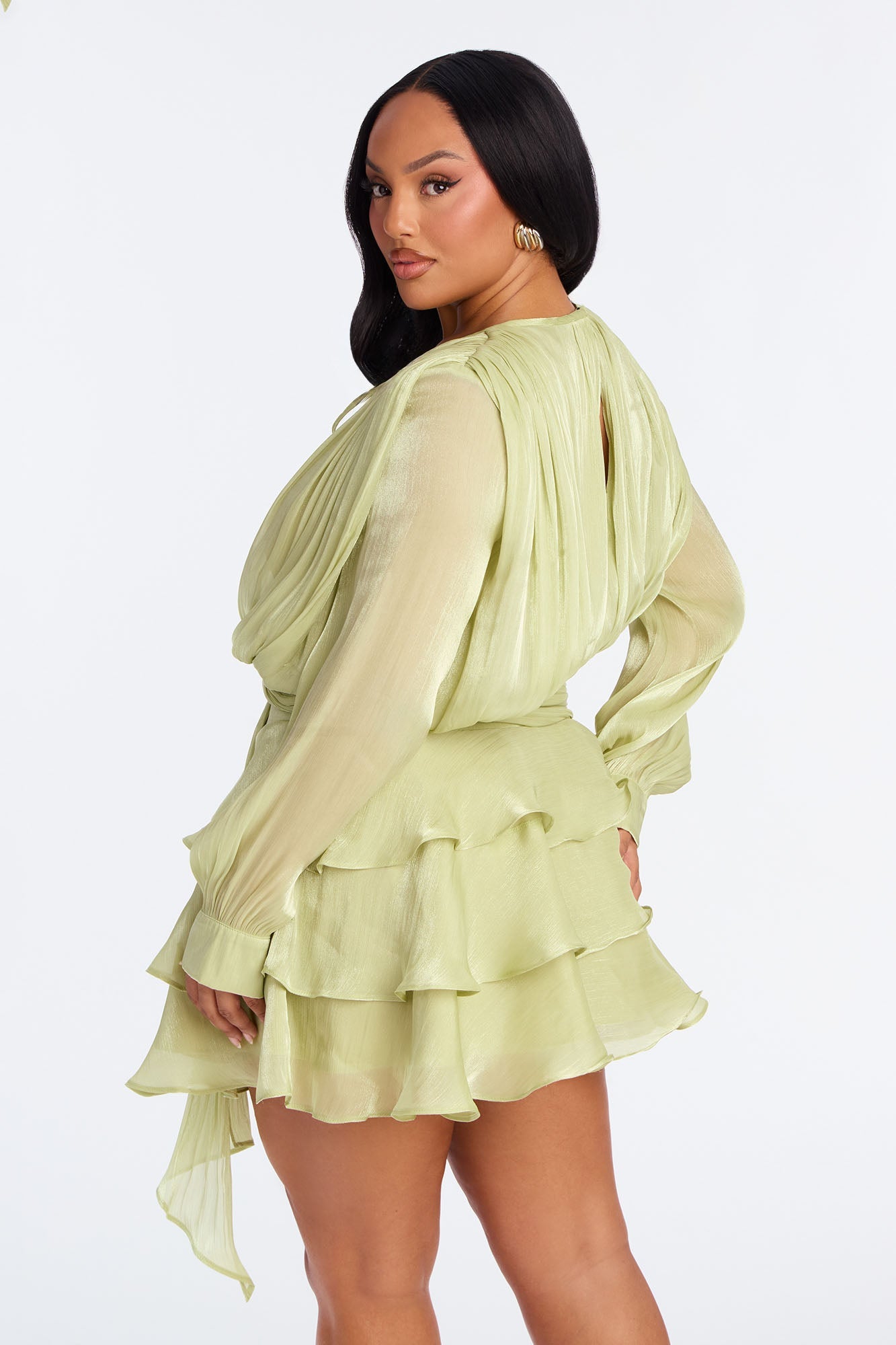 Giselle Soft Organza Mini Dress - Sage
