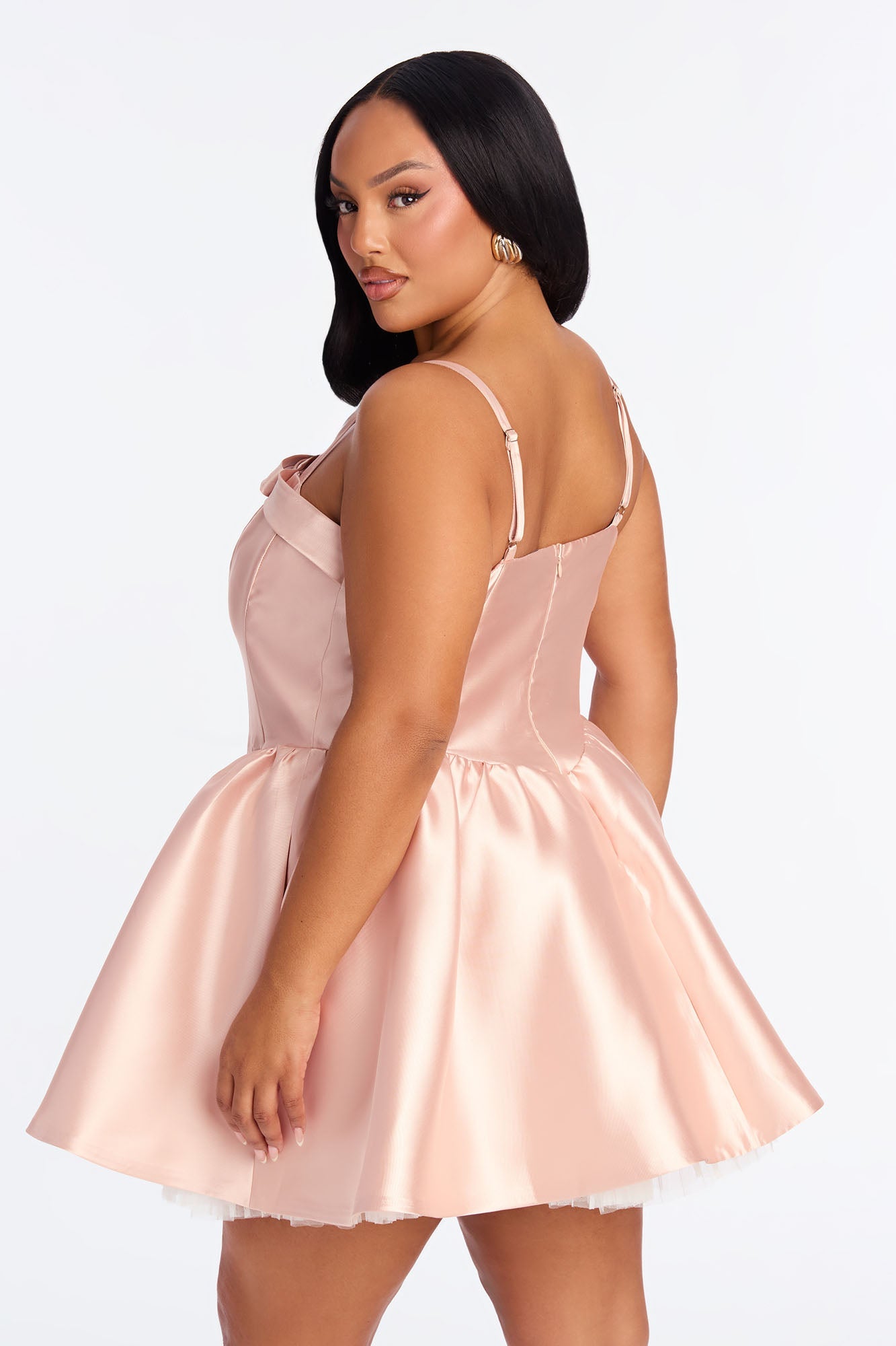 Ballerina Vibes Bow Satin Mini Dress - Pink