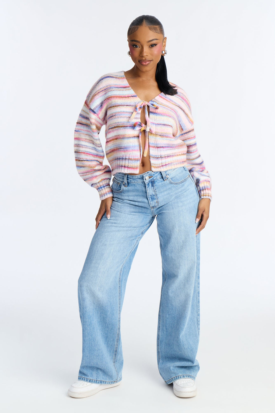 On The Bright Side Space Dye Cardigan - Multi Color