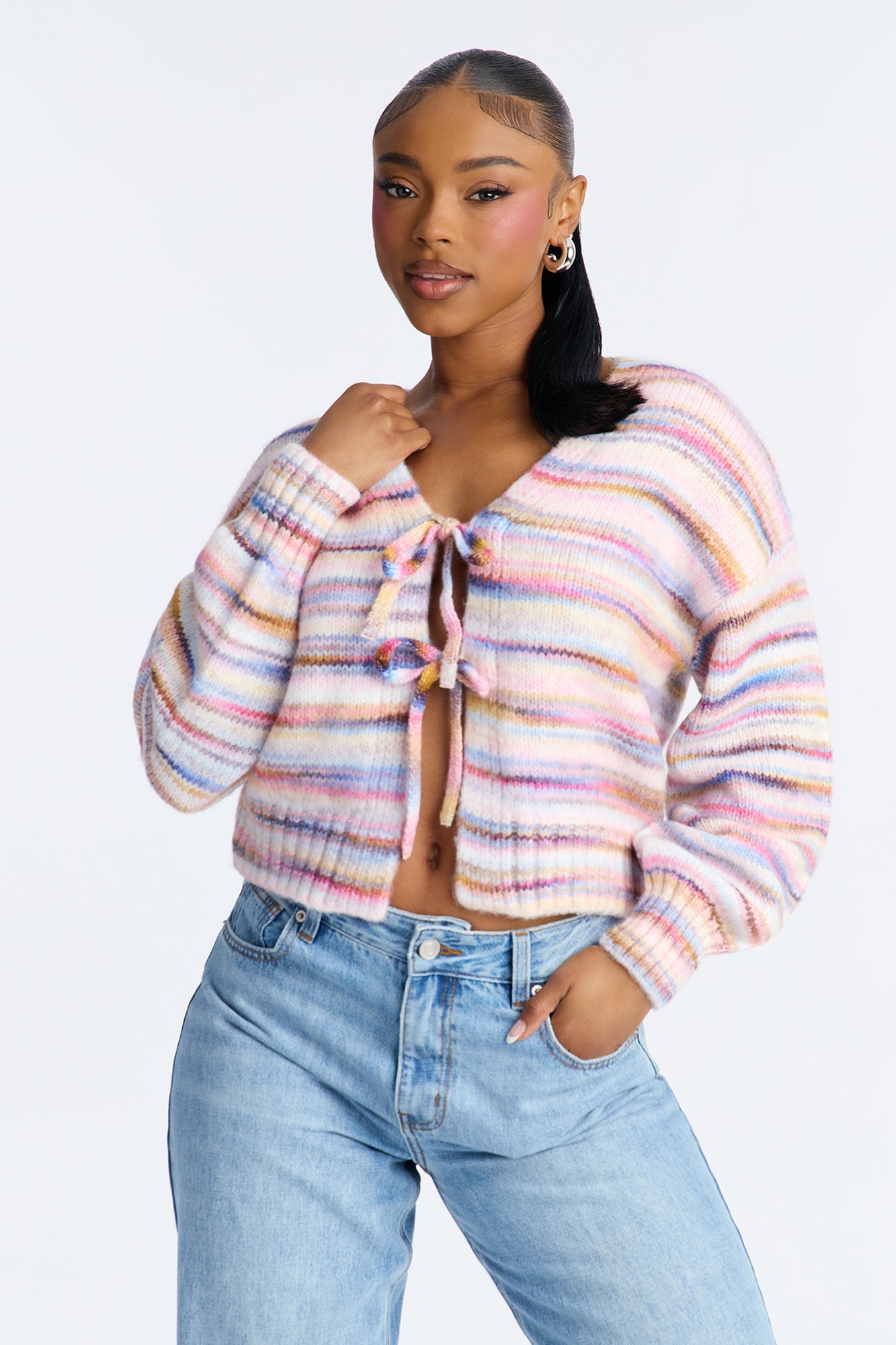 On The Bright Side Space Dye Cardigan - Multi Color