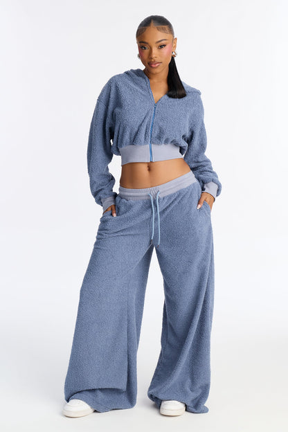 Lyla Sherpa Lounge Pant - Slate Blue