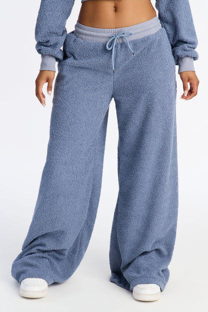 Lyla Sherpa Lounge Pant - Slate Blue