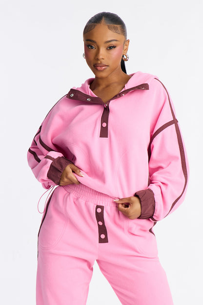 No Rush Polar Fleece Pant Set - Pink