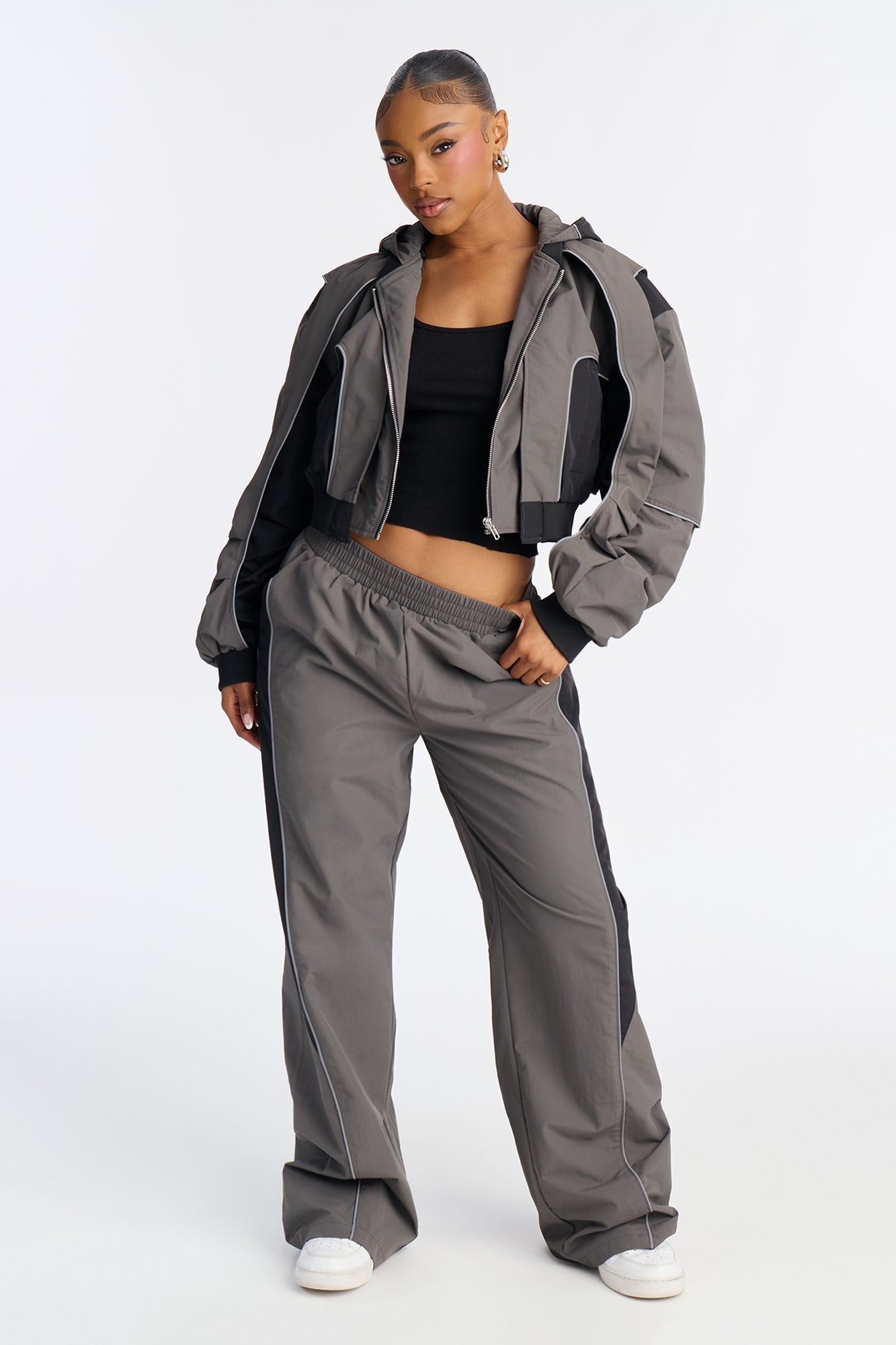 Set The Trend Windbreaker Pants 33 - Charcoal/combo