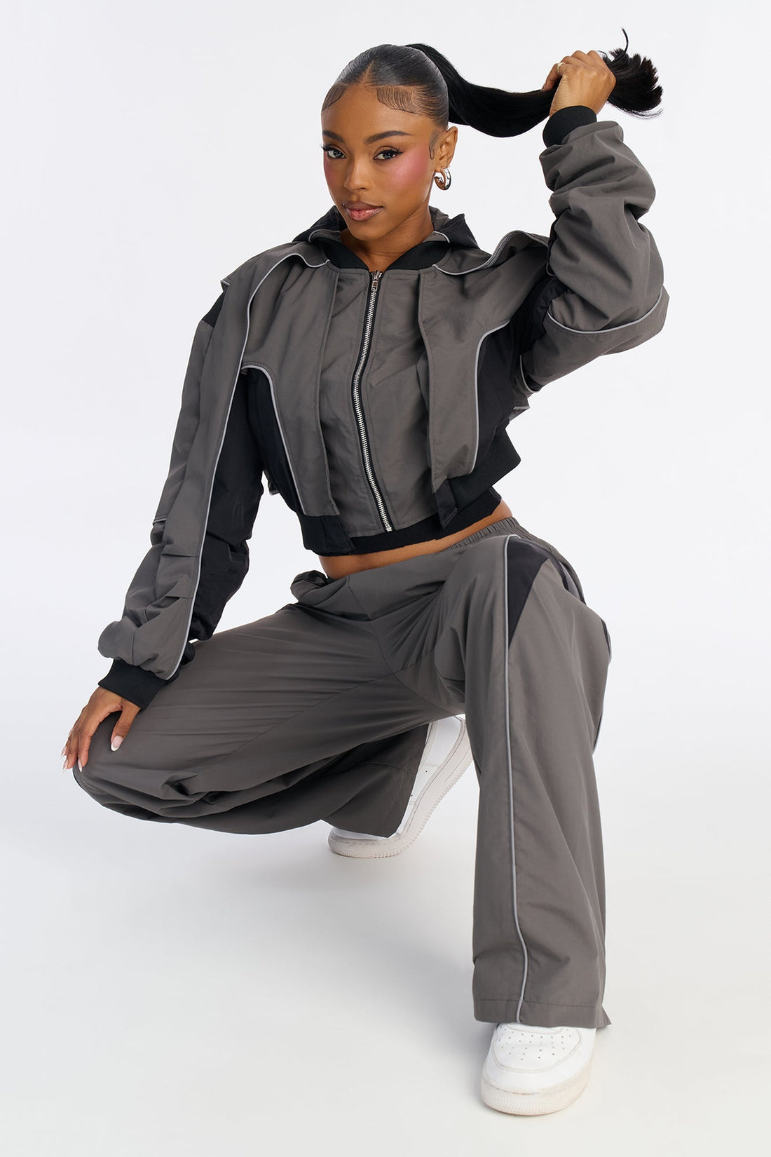 Set The Trend Windbreaker Pants 33 - Charcoal/combo