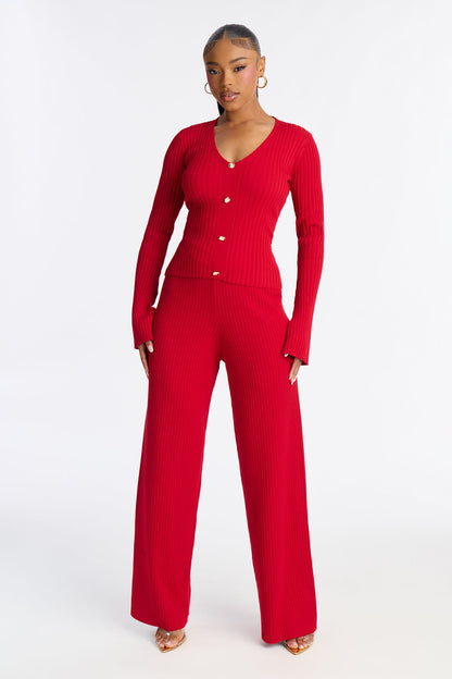 Modern Chic Sweater Pant Set - Red