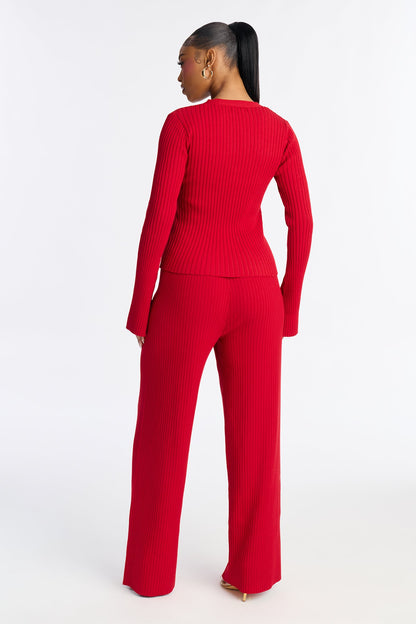 Modern Chic Sweater Pant Set - Red