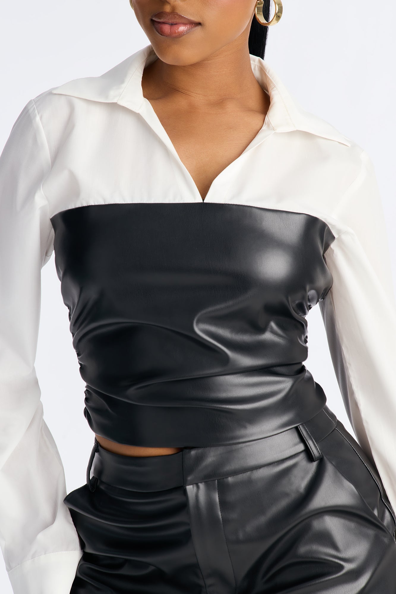 Addison Faux Leather Pant Set - Black