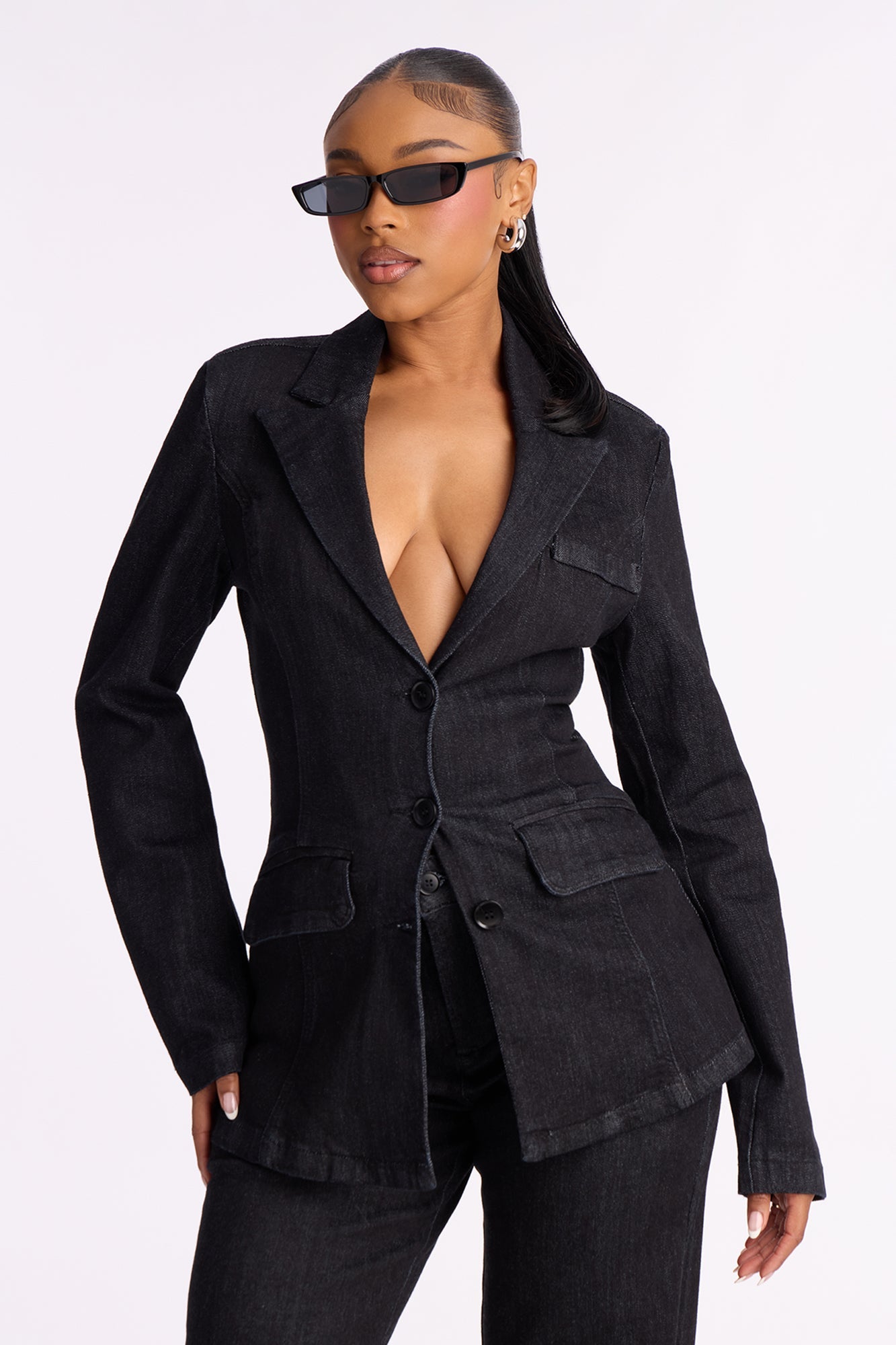 Top Model Influence Denim Pant Set - Dark Denim