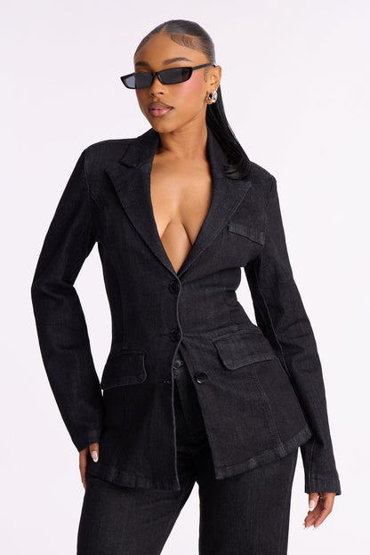 Top Model Influence Denim Pant Set - Dark Denim