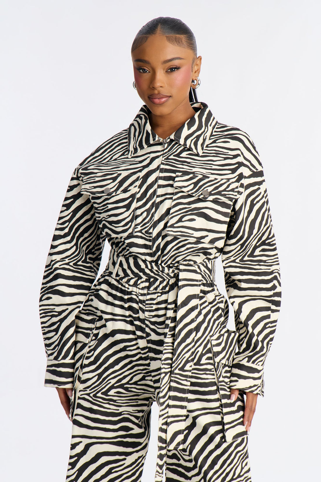 Untamed Zebra Wide Leg Jumpsuit - Black/White