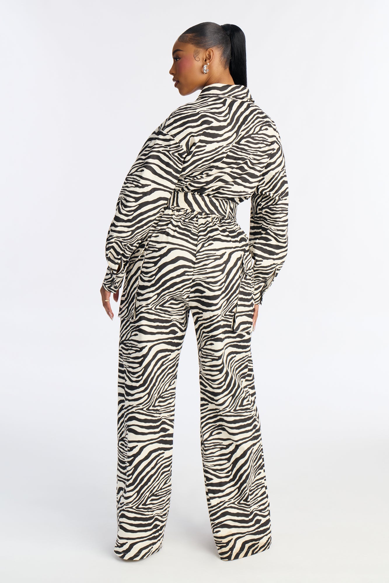 Untamed Zebra Wide Leg Jumpsuit - Black/White