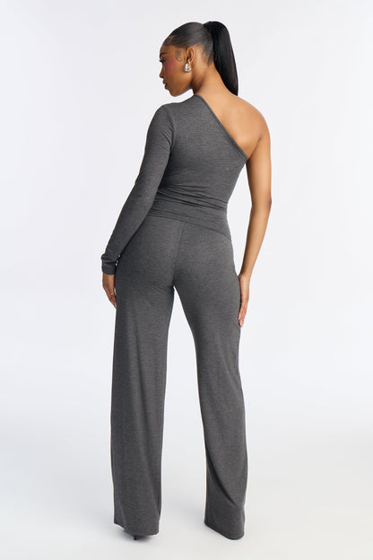 Back For More One Shoulder Pant Set - Charcoal