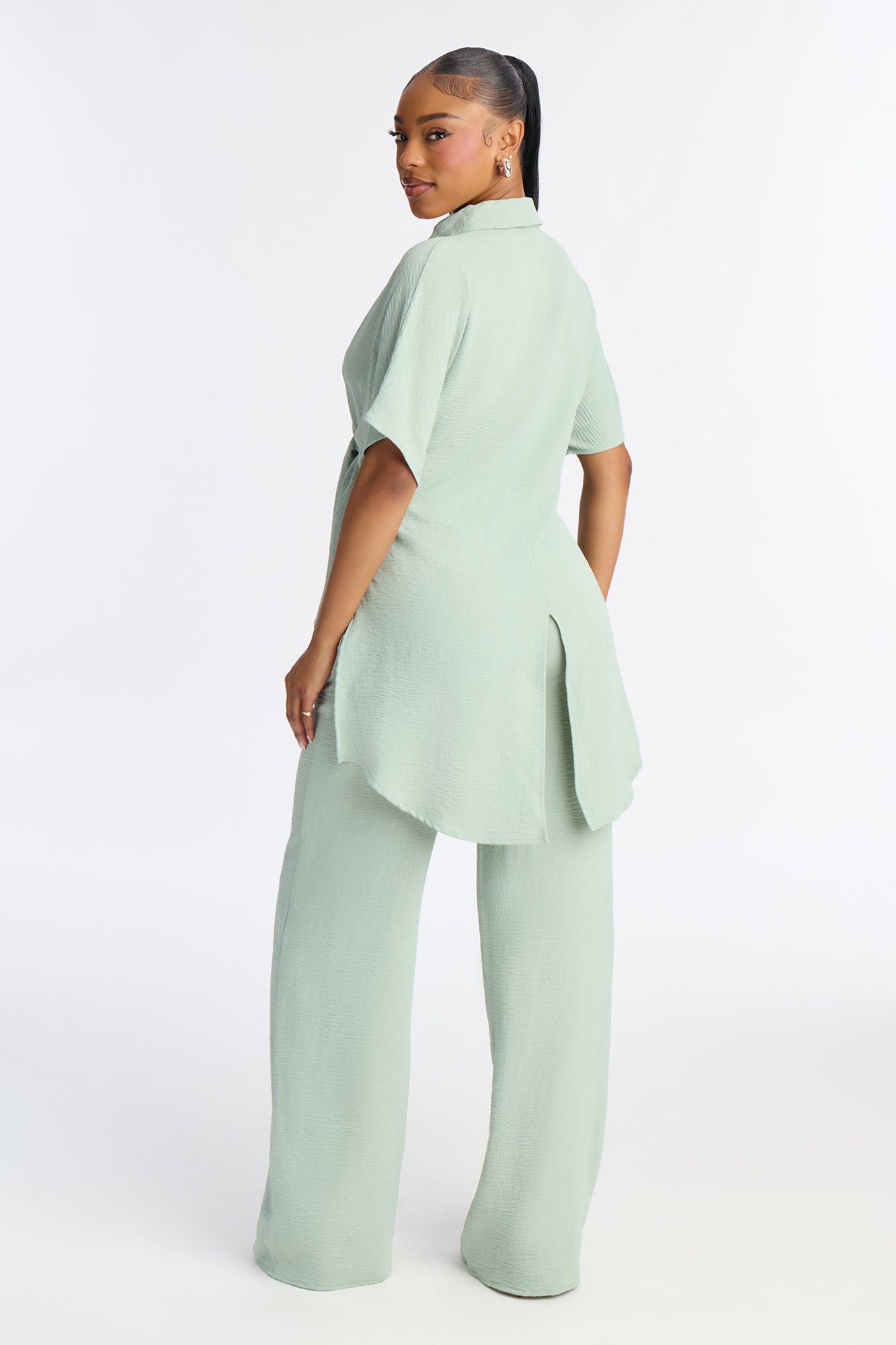 Mikayla Wide Leg Pant Set - Sage