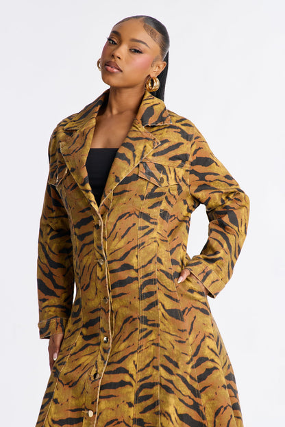 Five Star Safari Denim Trench Coat - Brown/combo