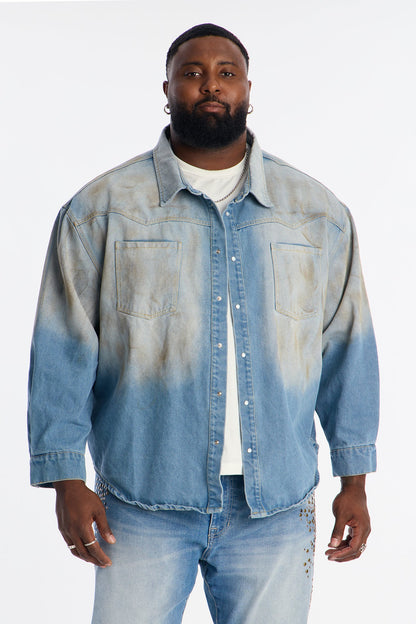 Rust Rider Denim Button Up Shirt - Vintage Blue Wash